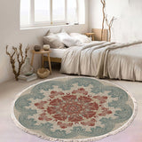 NNEAGS 2X 90cm Mandala Round Rug Boho Design Hippie Area Rug Anti-slip Doormat, Home Decor
