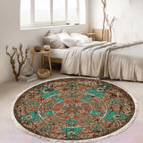 NNEAGS 2X 90cm Mandala Round Area Thick Anti-slip Doormat, Home Decor
