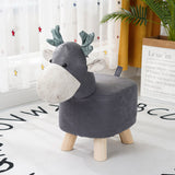 NNEAGS 2X Grey Children Bench Deer Character Round Ottoman Stool Soft Small Comfy Seat Home Decor