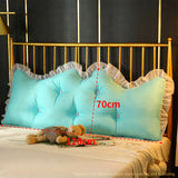 NNEAGS 4X 120cm Light Blue Princess Bed Pillow Headboard Backrest Bedside Tatami Sofa Cushion with Ruffle Lace Home Decor