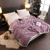 NNEAGS 2X Throw Blanket Warm Cozy Double Sided Thick Flannel Coverlet Fleece Bed Sofa Comforter Purple