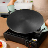 NNEAGS 37cm Cast Iron Induction Crepes Pan Baking Cookie Pancake Pizza Bakeware