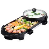 NNEAGS 2X 2  in 1 Electric Non-Stick BBQ Teppanyaki Grill Plate Steamboat Hotpot 2-8 Person