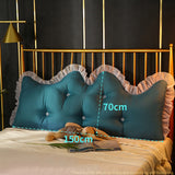 NNEAGS 4X 150cm Blue-Green Princess Bed Pillow Headboard Backrest Bedside Tatami Sofa Cushion with Ruffle Lace Home Decor