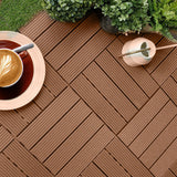 NNEAGS 11 pcs Red Brown DIY Wooden Composite Decking Tiles Garden Outdoor Backyard Flooring Home Decor
