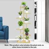 NNEAGS 7 Tier 8 Pots Gold Metal Plant Stand Flowerpot Display Shelf Rack Indoor Home Office Decor
