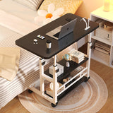 NNEAGS 2X 40x80cm Black Bedside Table Movable Bedroom Desk Student Computer Table