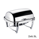NNEAGS 6.5L Stainless Steel Double Soup Tureen Bowl Station Roll Top Buffet Chafing Dish Catering Chafer Food Warmer Server