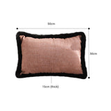 NNEAGS 35cm Mid-century Style Raised Embroidery Texture Edged Lumbar Throw  Pillow