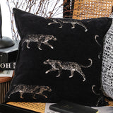 NNEAGS 2X 45cm Light Luxury Vintage Leopard Print Square Black Throw Pillow