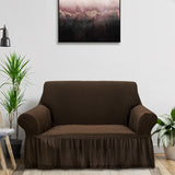 NNEAGS 2-Seater Coffee Sofa Cover with Ruffled Skirt Couch Protector High Stretch Lounge Slipcover Home Decor