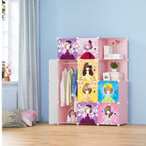 NNEAGS 10 Cubes Princess Design Portable Wardrobe Divide-Grid Modular Storage Organiser Foldable Closet