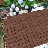 NNEAGS 2X 11 pcs Dark Chocolate DIY Wooden Composite Decking Tiles Garden Outdoor Backyard Flooring Home Decor