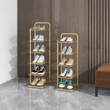 NNEAGS 2X 5 Tier Gold Plated Metal Shoe Organizer Space Saving Portable Footwear Storage Shelf