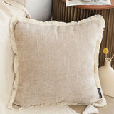 NNEAGS 2X 45cm Milk Coffee Home Aesthetic Chenille Texture Tassel Square Throw pillow