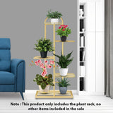 NNEAGS 2X 5 Tier 6 Pots Gold Metal Plant Stand Flowerpot Display Shelf Rack Indoor Home Office Decor