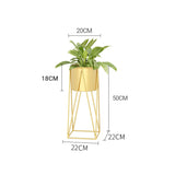 NNEAGS 2X 50cm Gold Metal Plant Stand with Gold Flower Pot Holder Corner Shelving Rack Indoor Display
