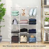 NNEAGS White Portable 12-Cube 3 Column Storage Organiser Foldable DIY Modular Grid Space Saving Shelf