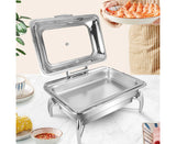 NNEAGS Stainless Steel Rectangular Chafing Dish Tray Buffet Cater Food Warmer Chafer with Top Lid