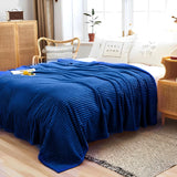 NNEAGS 2X Blue Throw Blanket Warm Cozy Striped Pattern Thin Flannel Coverlet Fleece Bed Sofa Comforter