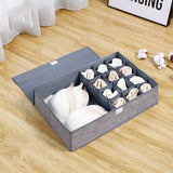 NNEAGS 2X Grey Flip Top Underwear Storage Box Foldable Wardrobe Partition Drawer Home Organiser