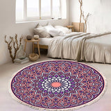 NNEAGS 2X 90cm Purple Mandala Round Carpet for Living Room Bedroom Anti-slip Doormat, Home Decor