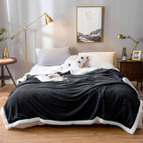 NNEAGS 2X Black Throw Blanket Warm Cozy Double Sided Thick Flannel Coverlet Fleece Bed Sofa Comforter