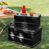 NNEAGS 2X 34.5x22cm 18L Black Car & Camping Foldable Storage Box Crate Stackable Container No Handle