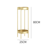 NNEAGS 2X 2 Layer 80cm Gold Metal Plant Stand Flower Pot Holder Corner Shelving Rack Indoor Display