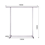 NNEAGS 2X 180cm Stainless Steel Floor-Standing Clothes Rack - Durable and Space-Saving Laundry Organizer