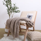 NNEAGS 2X Coffee Diamond Pattern Knitted Throw Blanket Warm Cozy Woven Cover Couch Bed Sofa Home Decor with Tassels