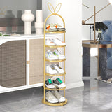 NNEAGS 6 Tier Bunny Ears Shape Gold Plated Metal Shoe Organizer Space Saving Portable Footwear Storage Shelf