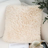 NNEAGS 2X 50CM Beige Pillow Plush Sofa Cushion, Soft Fabric, Modern Couch Velvet, Decorative Throw Pillow