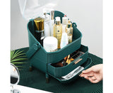 NNEAGS Green Cosmetic Jewelry Storage Organiser with Antler LED Light Mirror Tabletop Vanity Set