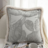 NNEAGS 45cm Wabi-sabi Raised Embroidery Leaf & Square Throw Pillow