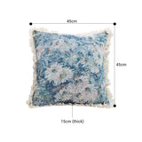 NNEAGS 2X 50cm Oil Painting Shabby Chic Style Handmade Full Floral Needlepoint Throw Pillow