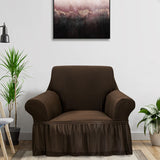 NNEAGS 1-Seater Coffee Sofa Cover with Ruffled Skirt Couch Protector High Stretch Lounge Slipcover Home Decor