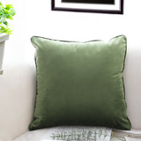 NNEAGS 45cm Subtle Army Green Foliage Velvet Square Throw Pillow