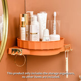 NNEAGS Orange 360 Degree Wall-Mounted Rotating Bathroom Organiser Corner Vanity Rack Toilet Adhesive Storage Shelf