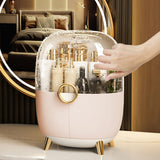 NNEAGS 2X Pink Transparent Countertop Makeup Organiser Cosmetic Storage Waterproof Dustproof Bathroom Skincare Holder with Lid