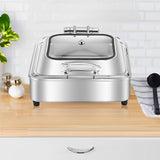 NNEAGS Stainless Steel Square Chafing Dish Tray Buffet Cater Food Warmer Chafer with Top Lid