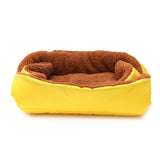 NNEAGS 2X Yellow Dual-purpose Cushion Nest Cat Dog Bed Warm Plush Kennel Mat Pet Home Travel Essentials