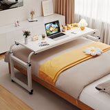 NNEAGS 120x45cm White Cross Bed Movable Desk Table w/ Adjustable Length & Height