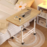 NNEAGS 40x80cm Walnut Bedside Table Movable Bedroom Desk Student Computer Table