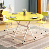 NNEAGS 2X Yellow Dining Table Portable Round Surface Space Saving Folding Desk Home Decor