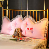 NNEAGS 4X 180cm Pink Princess Bed Pillow Headboard Backrest Bedside Tatami Sofa Cushion with Ruffle Lace Home Decor