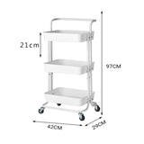 NNEAGS 2X 3 Tier Steel White Movable Kitchen Cart Multi-Functional Shelves Portable Storage Organizer with Wheels