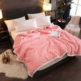 NNEAGS 2X Throw Blanket Warm Cozy Double Sided Thick Flannel Coverlet Fleece Bed Sofa Comforter Pink