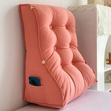 NNEAGS 2X 45cm Peach Triangular Wedge Lumbar Pillow Headboard Backrest Sofa Bed Cushion Home Decor