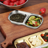 NNEAGS 15cm Silver Sauce Pan with Two Compartments Divided Sauce Dish Kitchen Essential